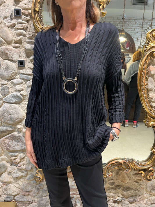 Jersey plisado escote V