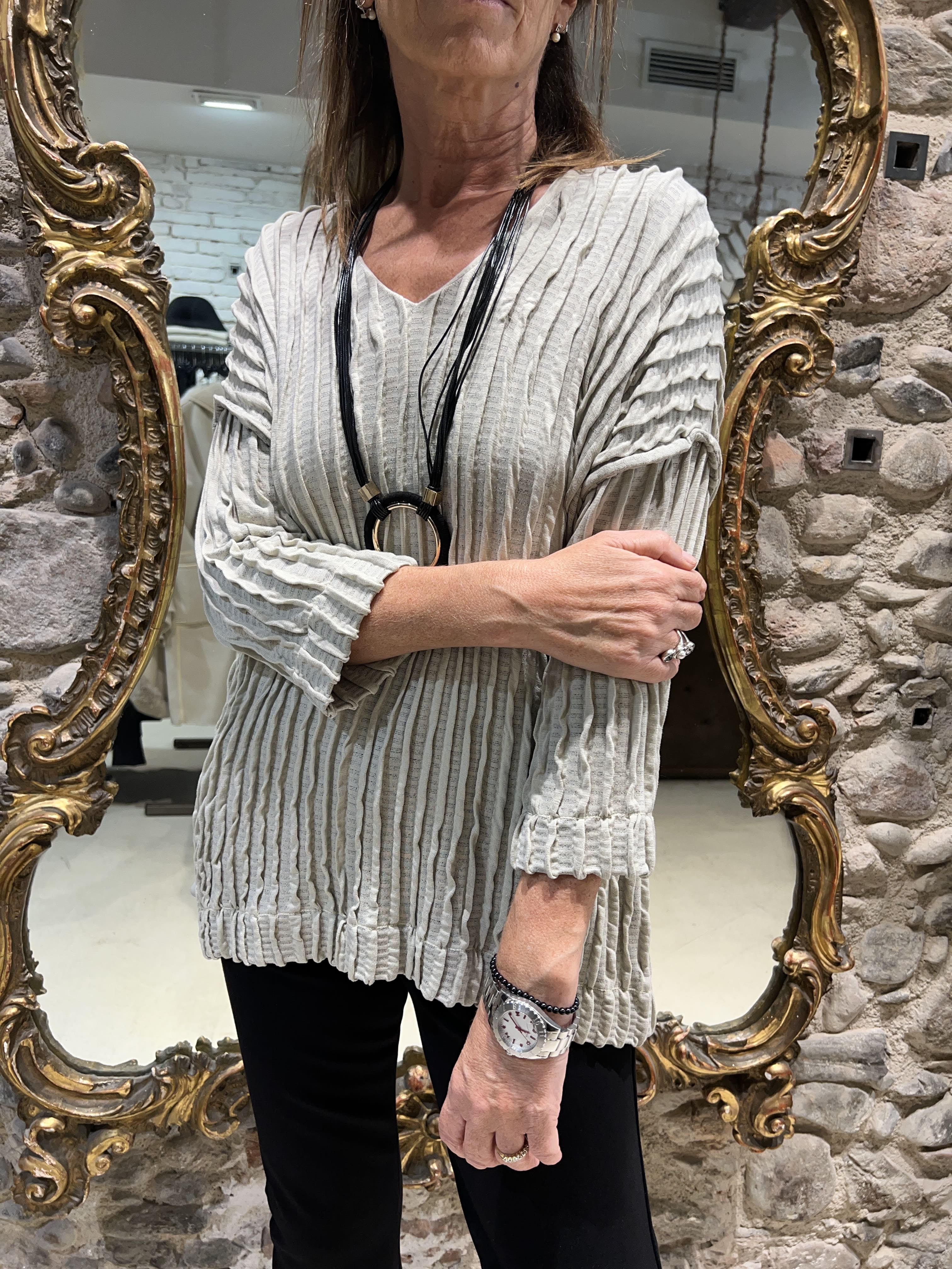 Jersey plisado escote V