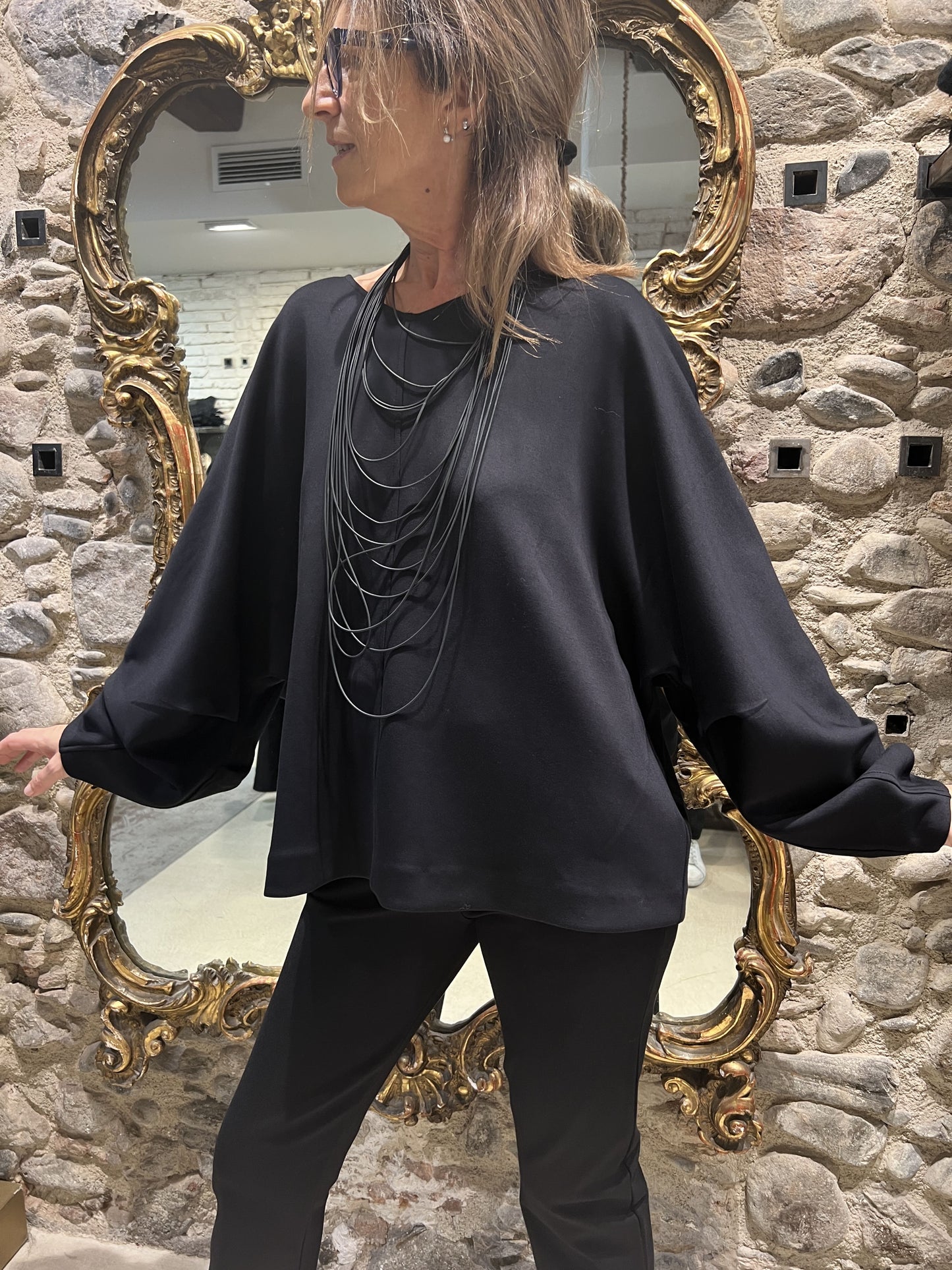 Jersey con caída y manga murciélago