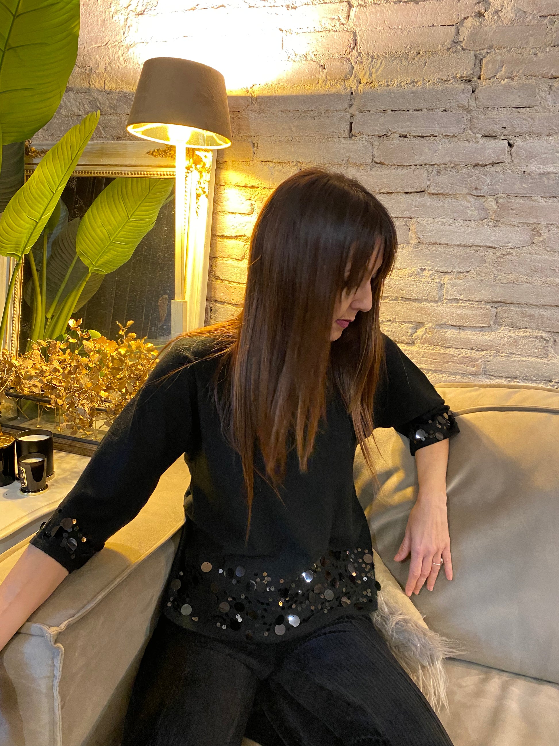 Jersey de punto con detalles de lentejuelas
