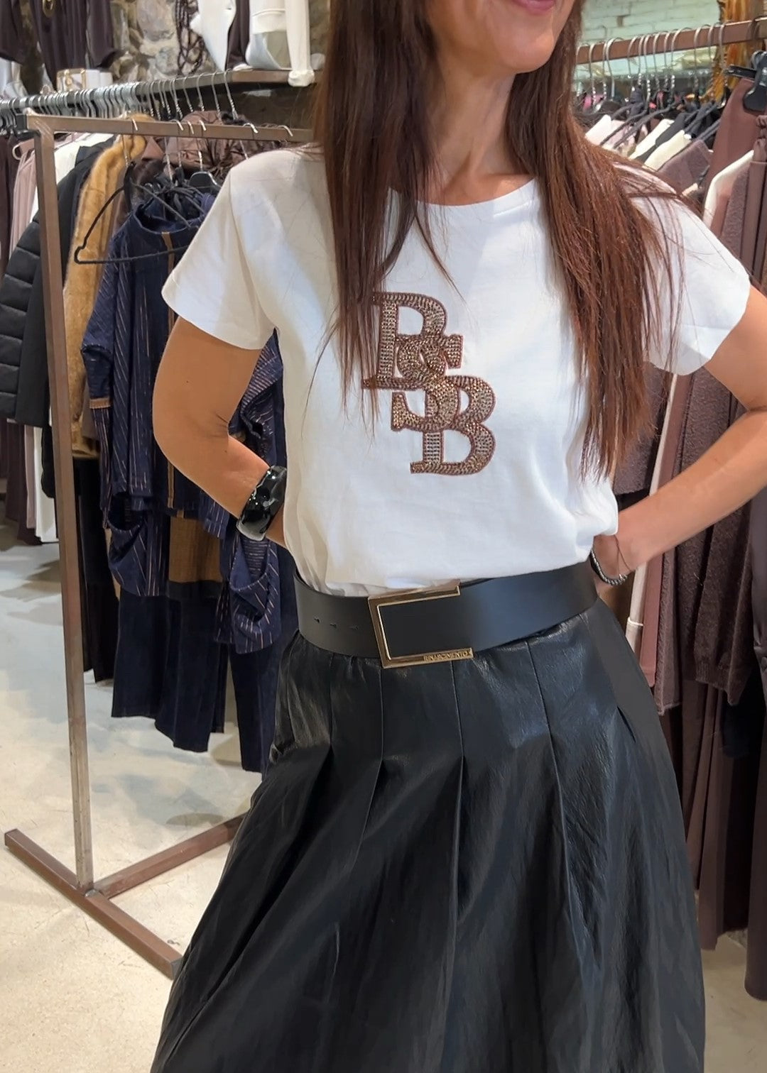 Camiseta blanca logo BSB pedrería