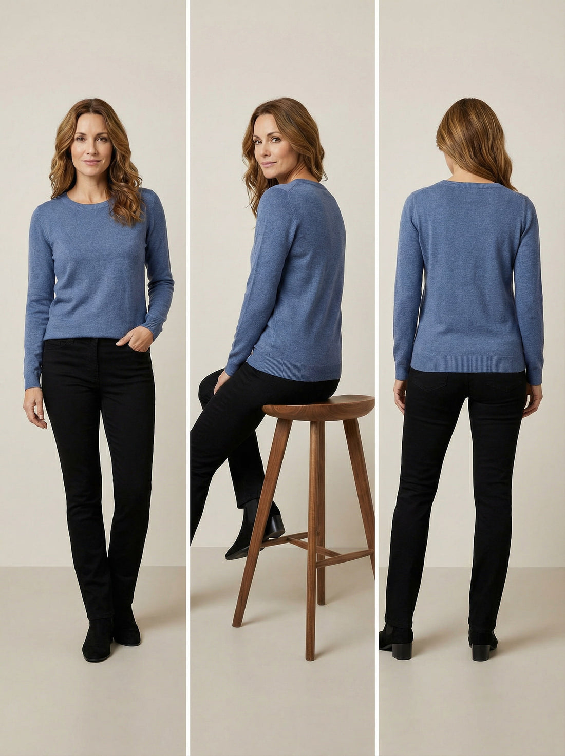 Jersey azul básico cuello redondo