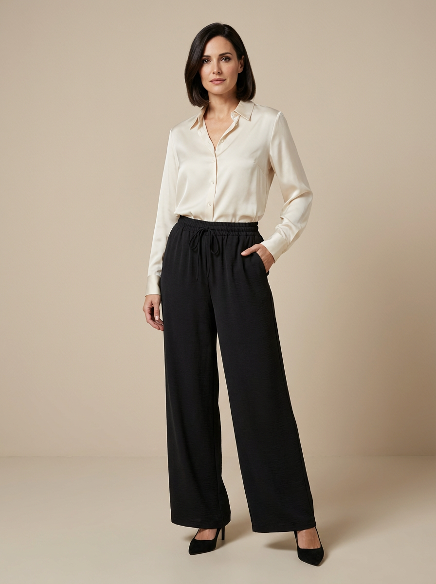 Pantalón ancho negro fluido