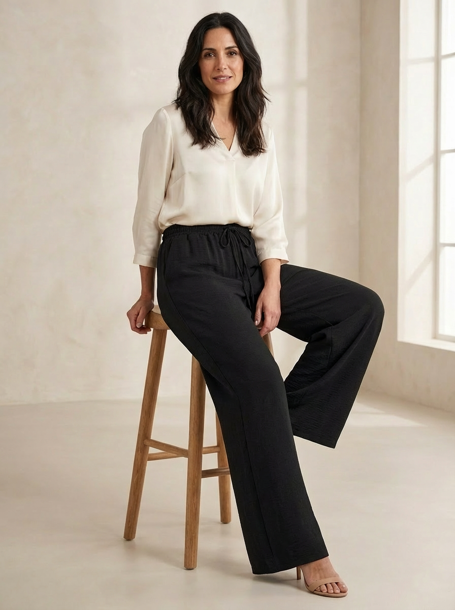 Pantalón ancho negro fluido