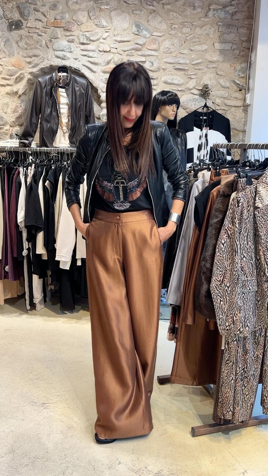 Pantalón ancho satinado