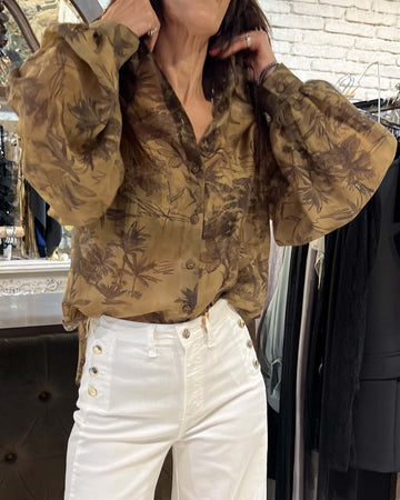 Blusa estampado botánico verde oliva