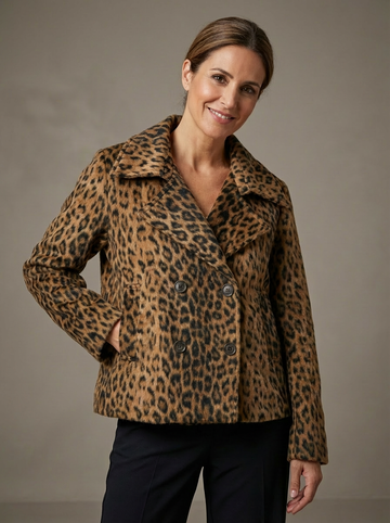 Abrigo leopardo pelo sintético