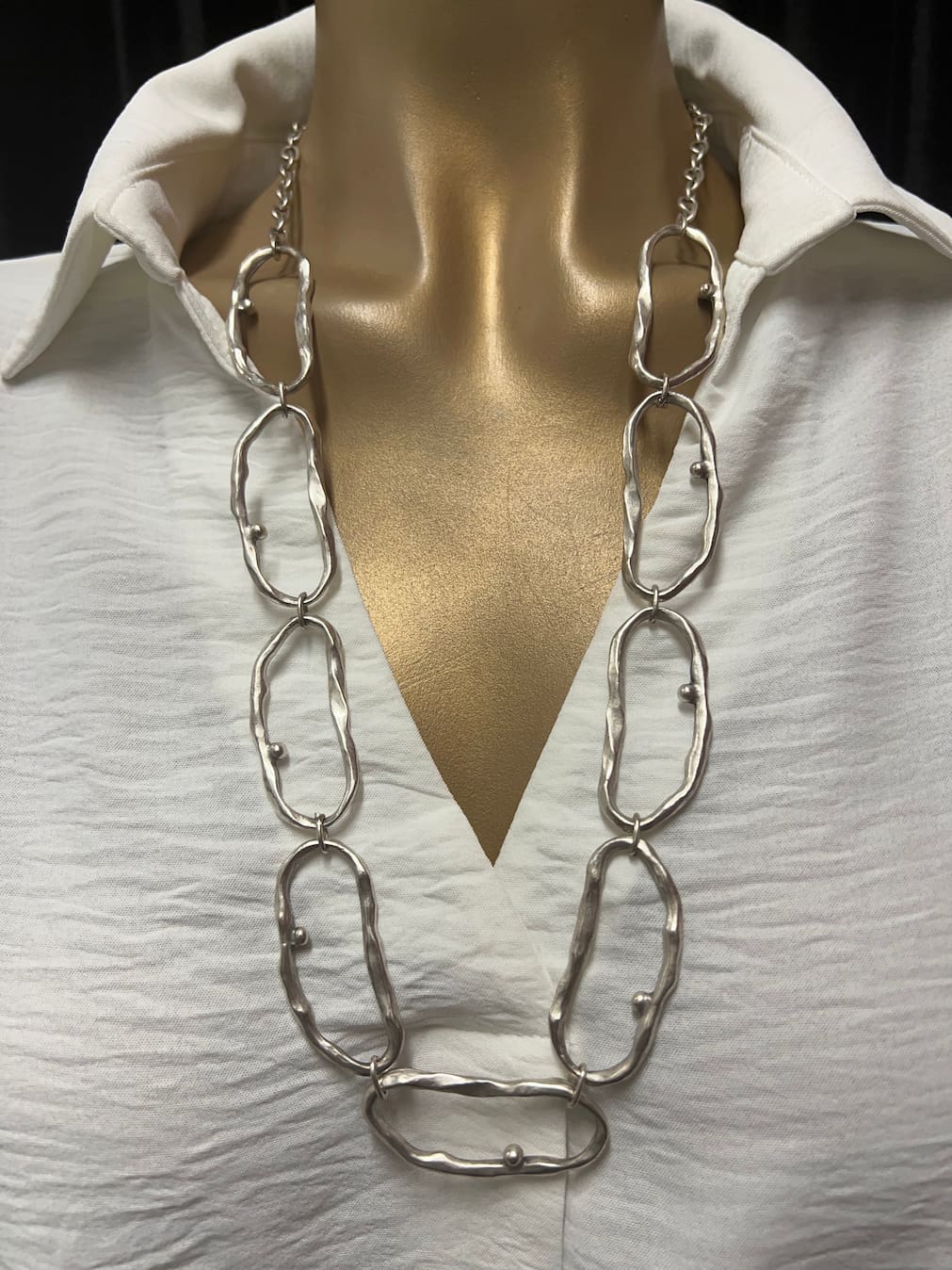 Collar Eslabones Irregulares Plateado