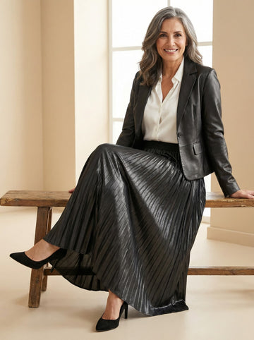 Falda plisada efecto piel