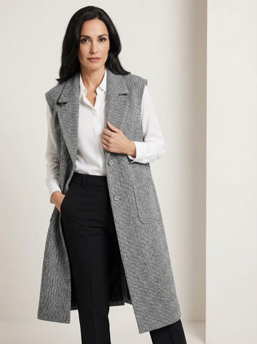 Chaleco/ Abrigo gris largo