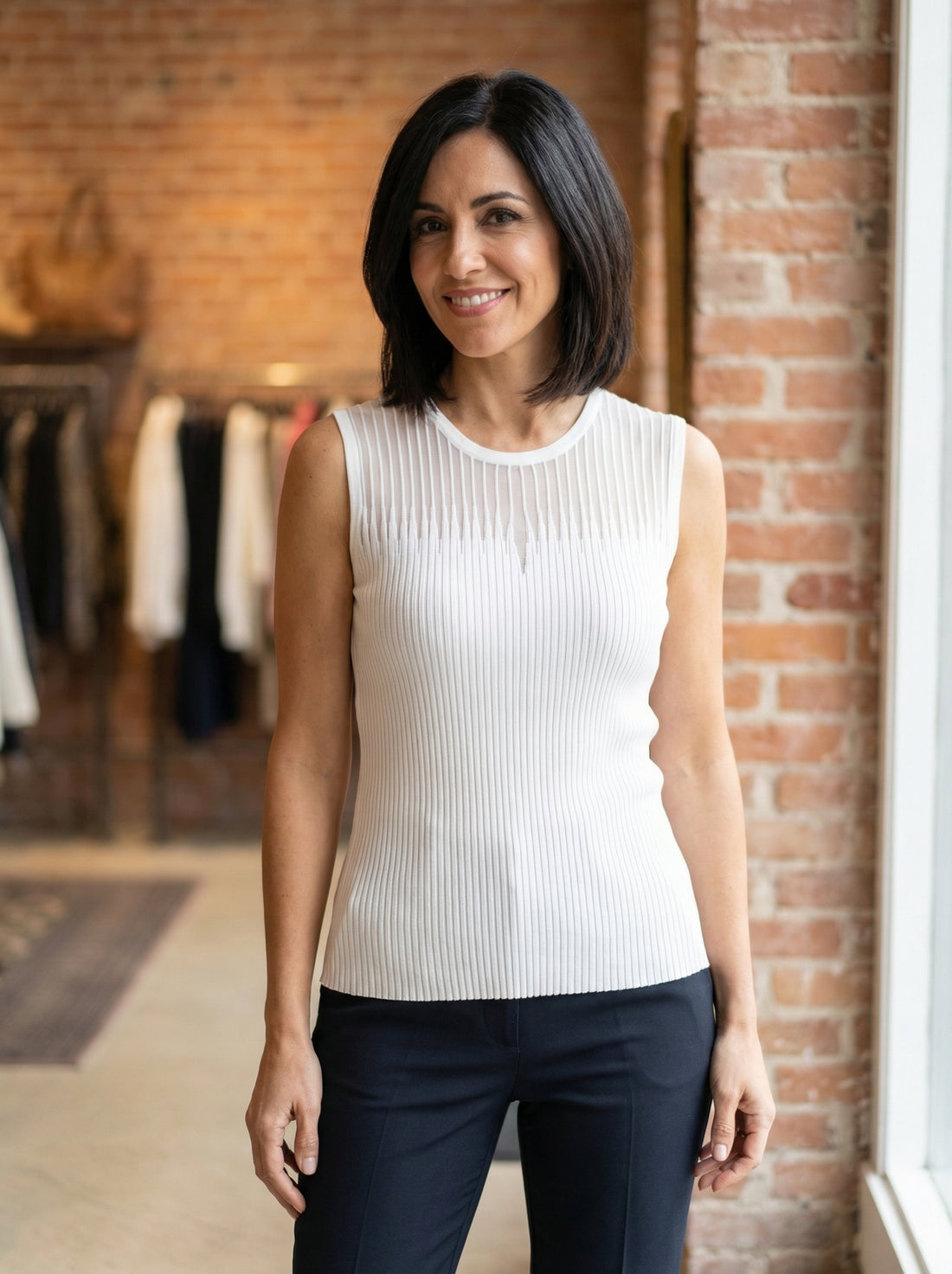 Top canalé sin mangas