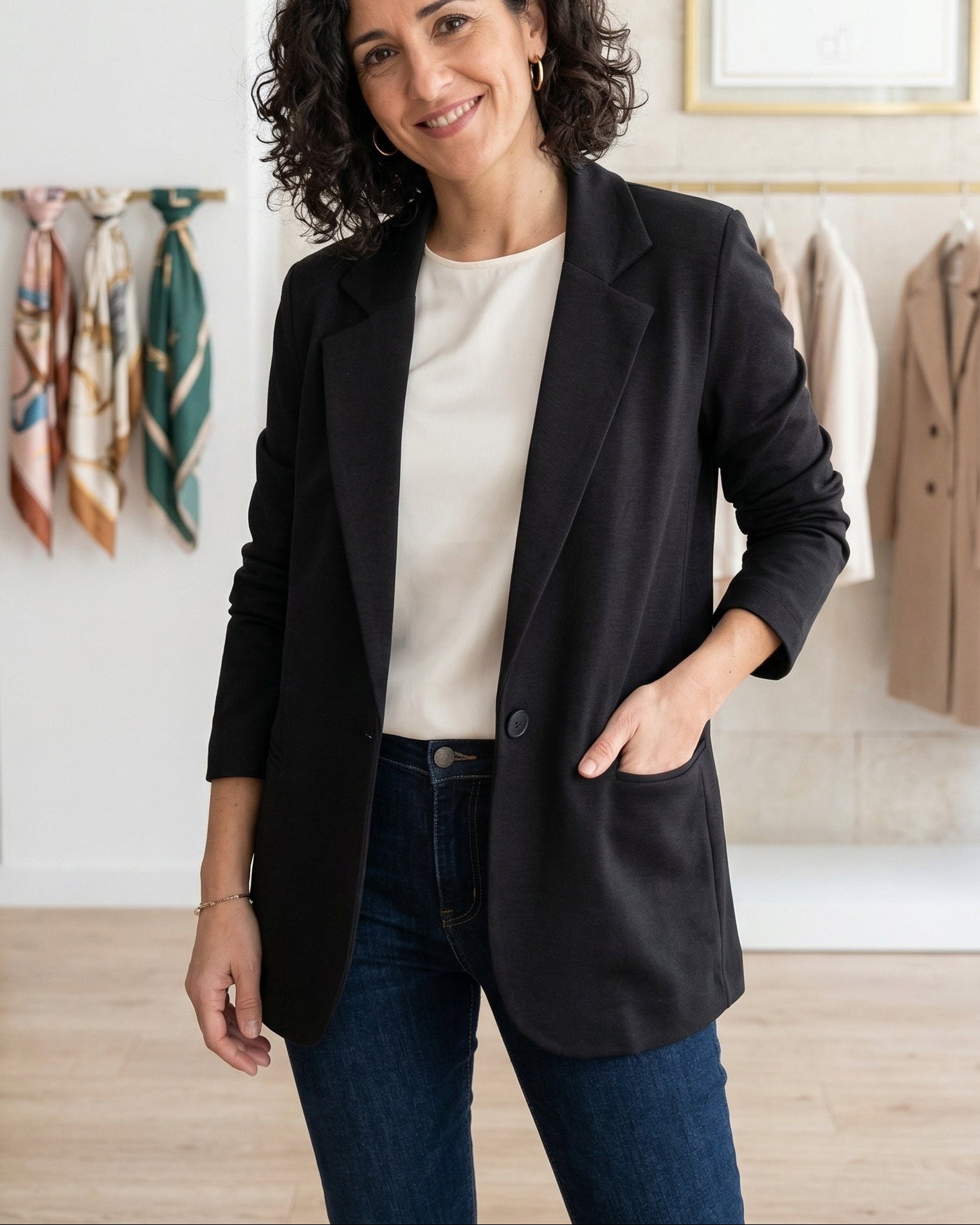 Blazer noir grisé un bouton