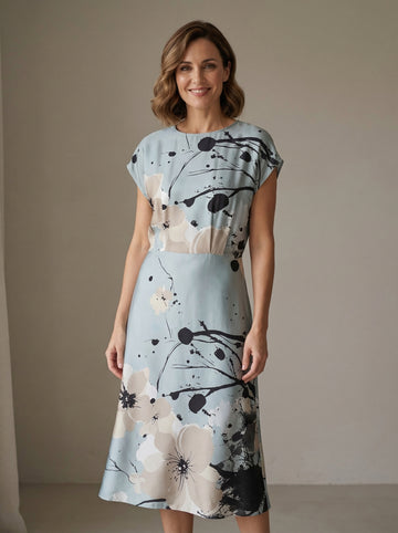 Robe midi à fleurs abstraites