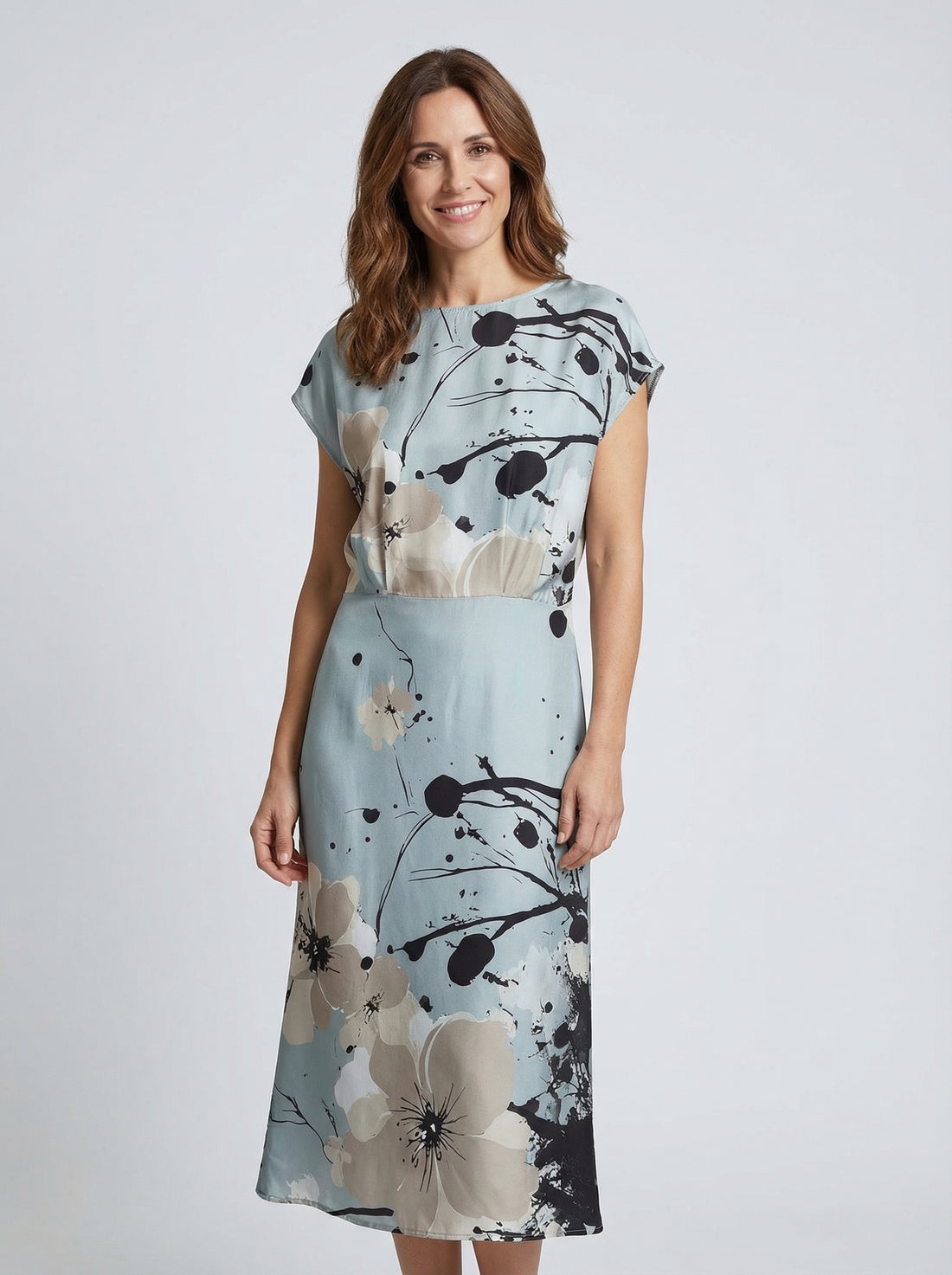 Vestido midi floral abstracto