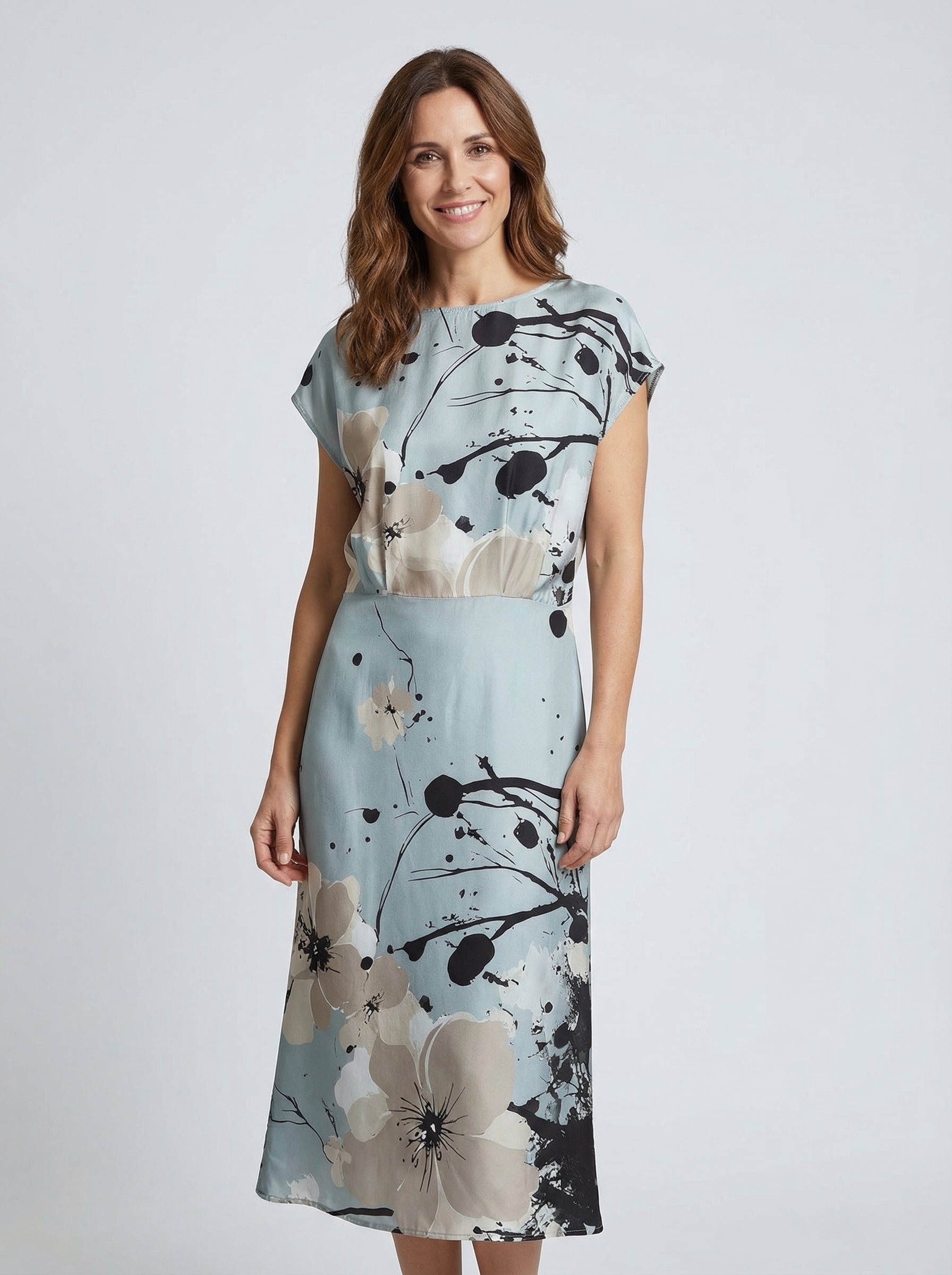 Robe midi à fleurs abstraites