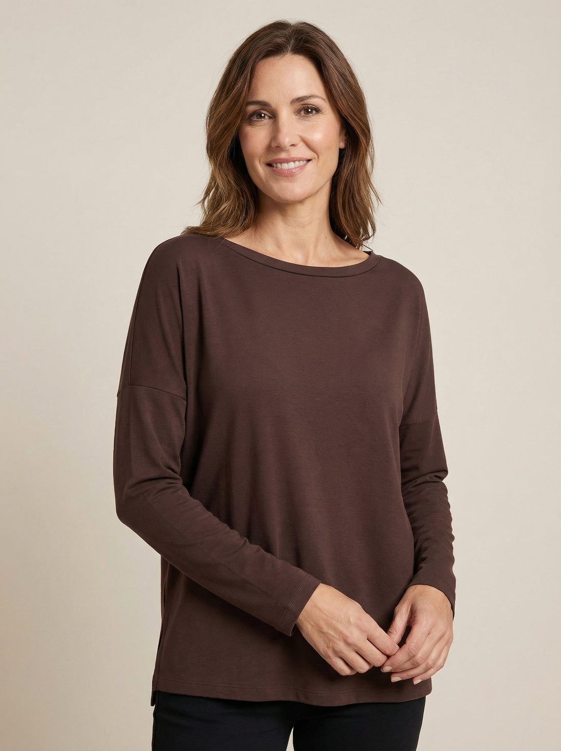 Jersey marrón cuello barco