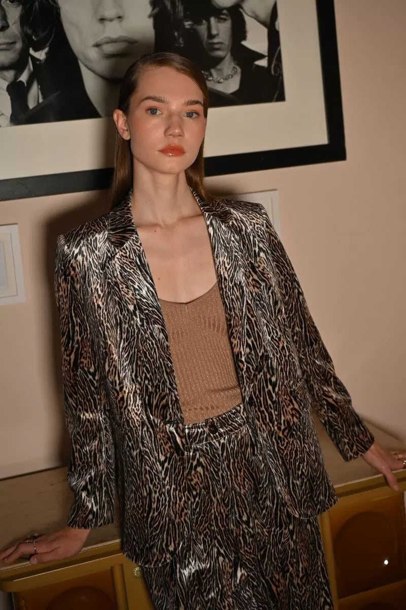 Americana Blazer de manga larga con estampado