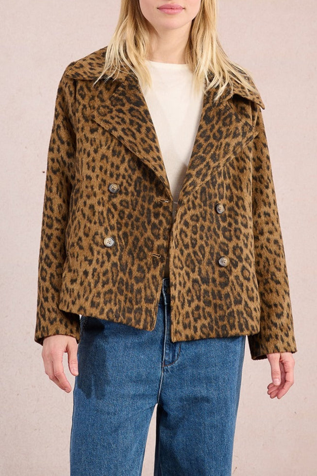 Chaqueta corta con estampado y doble botonadura