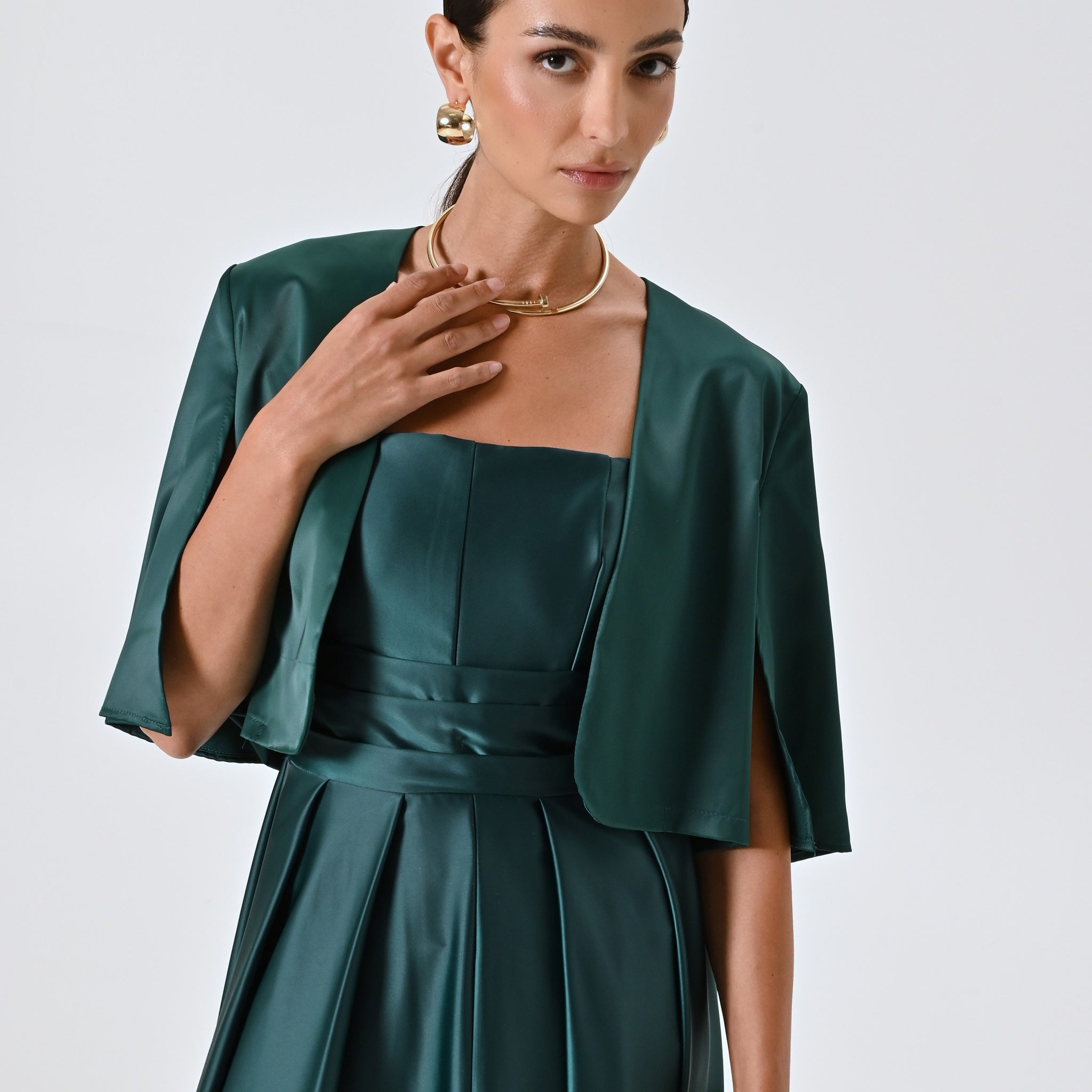 Green satin bolero | Don Adelino DON ADELINO Green satin bolero | Don Adelino DON ADELINO