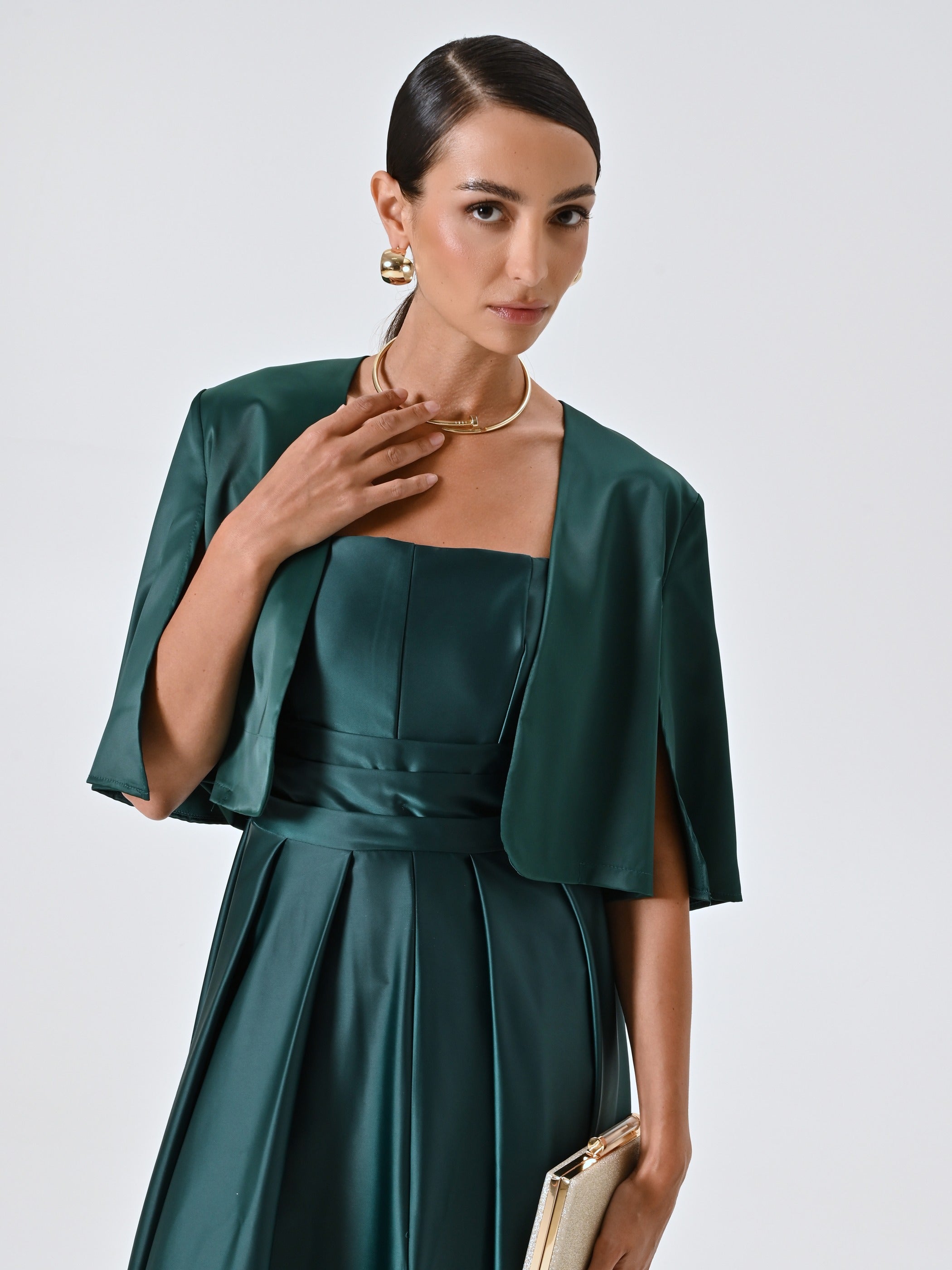 Bolero in green satin