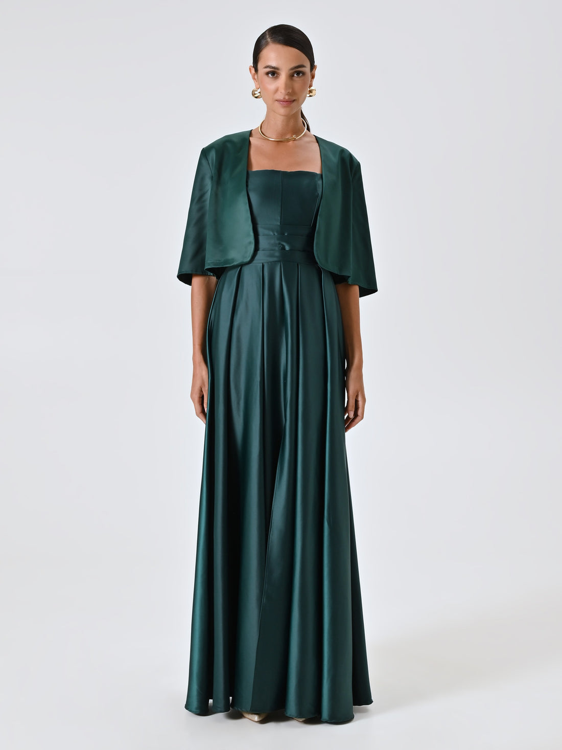 Bolero en satén verde