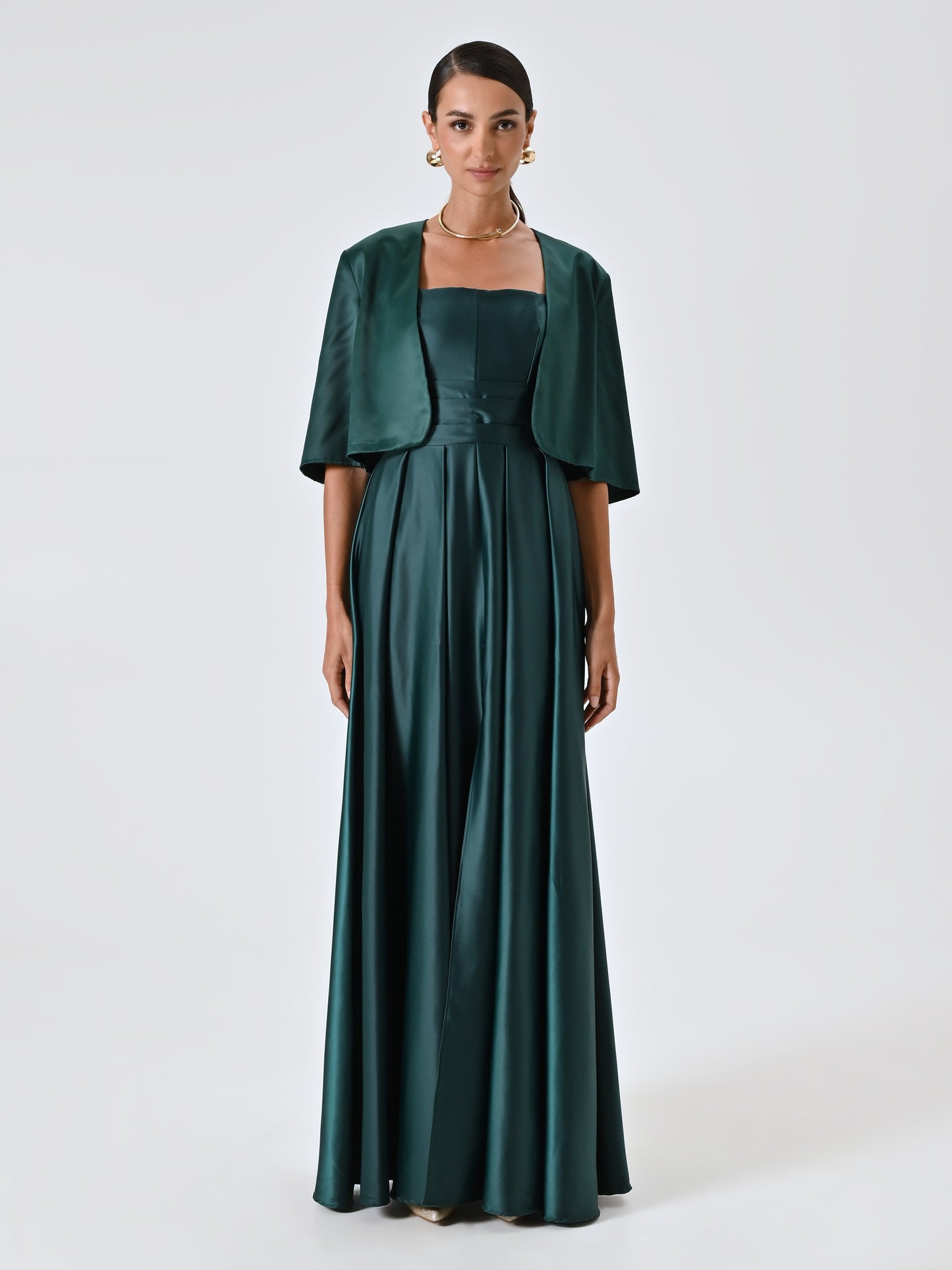 Bolero en satén verde