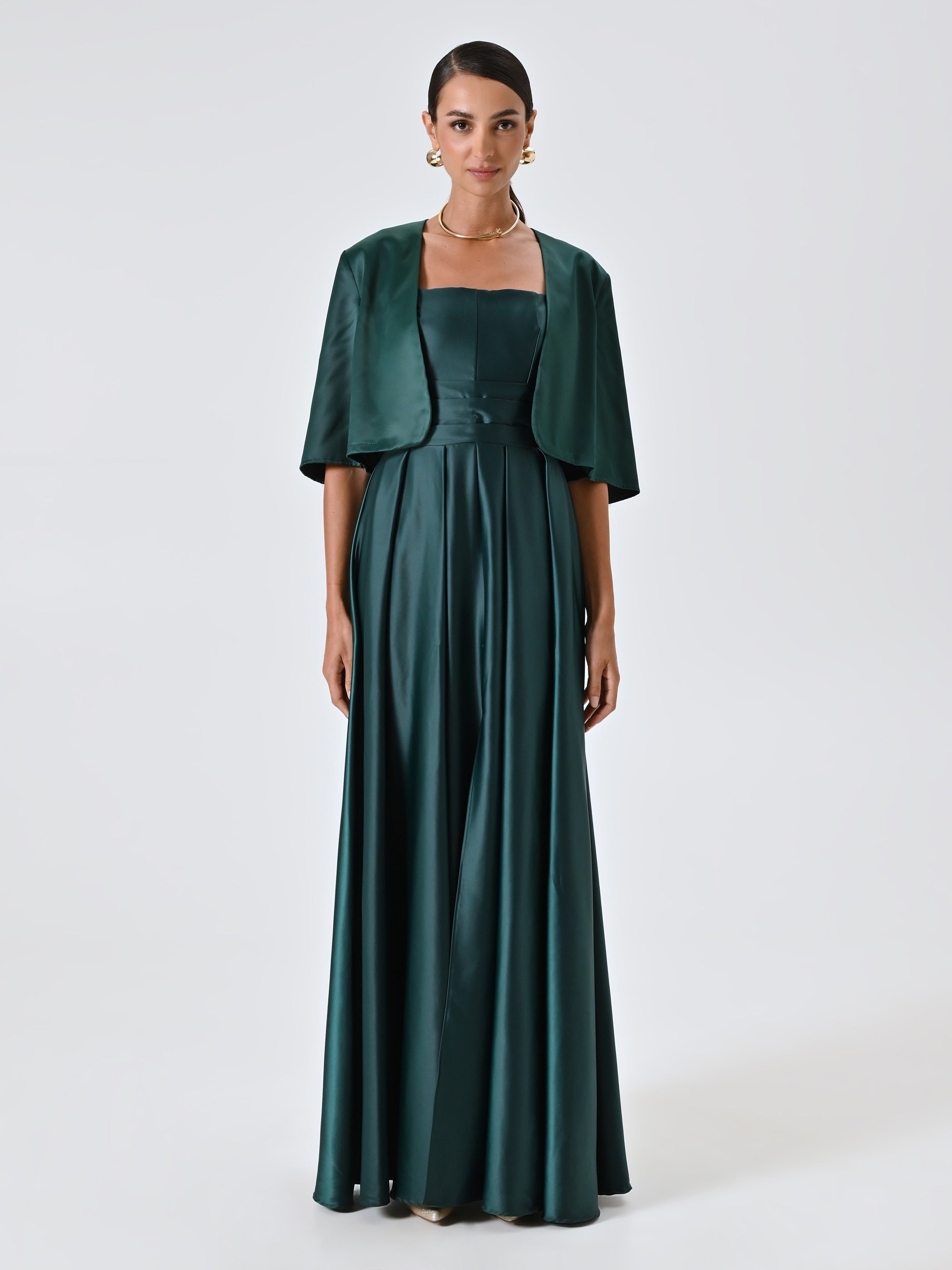 Bolero in green satin