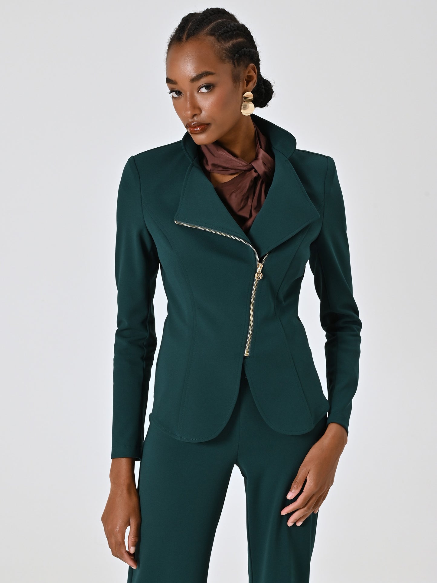 Green crepe neoprene jacket