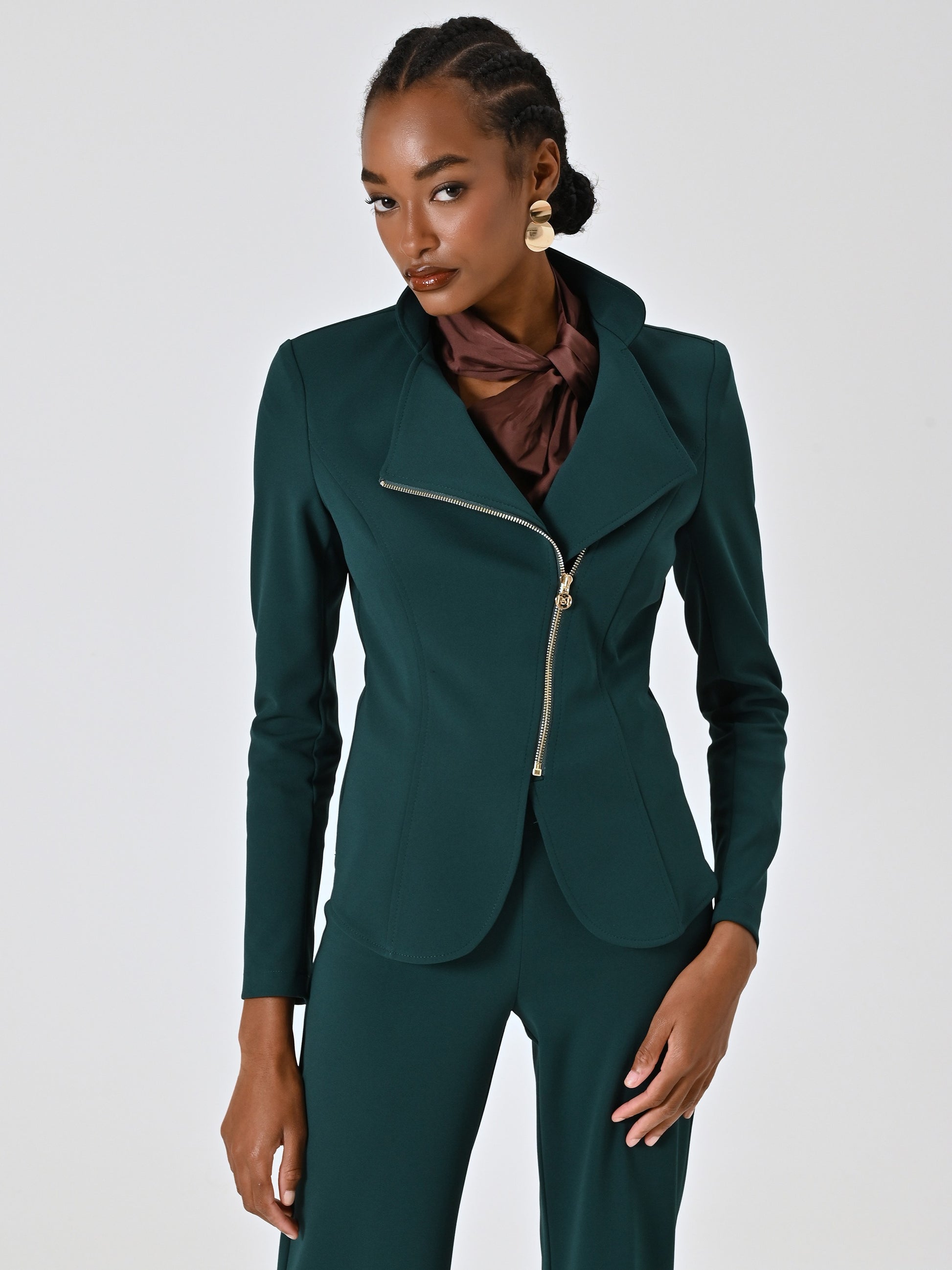 Chaqueta en neopreno crepé verde