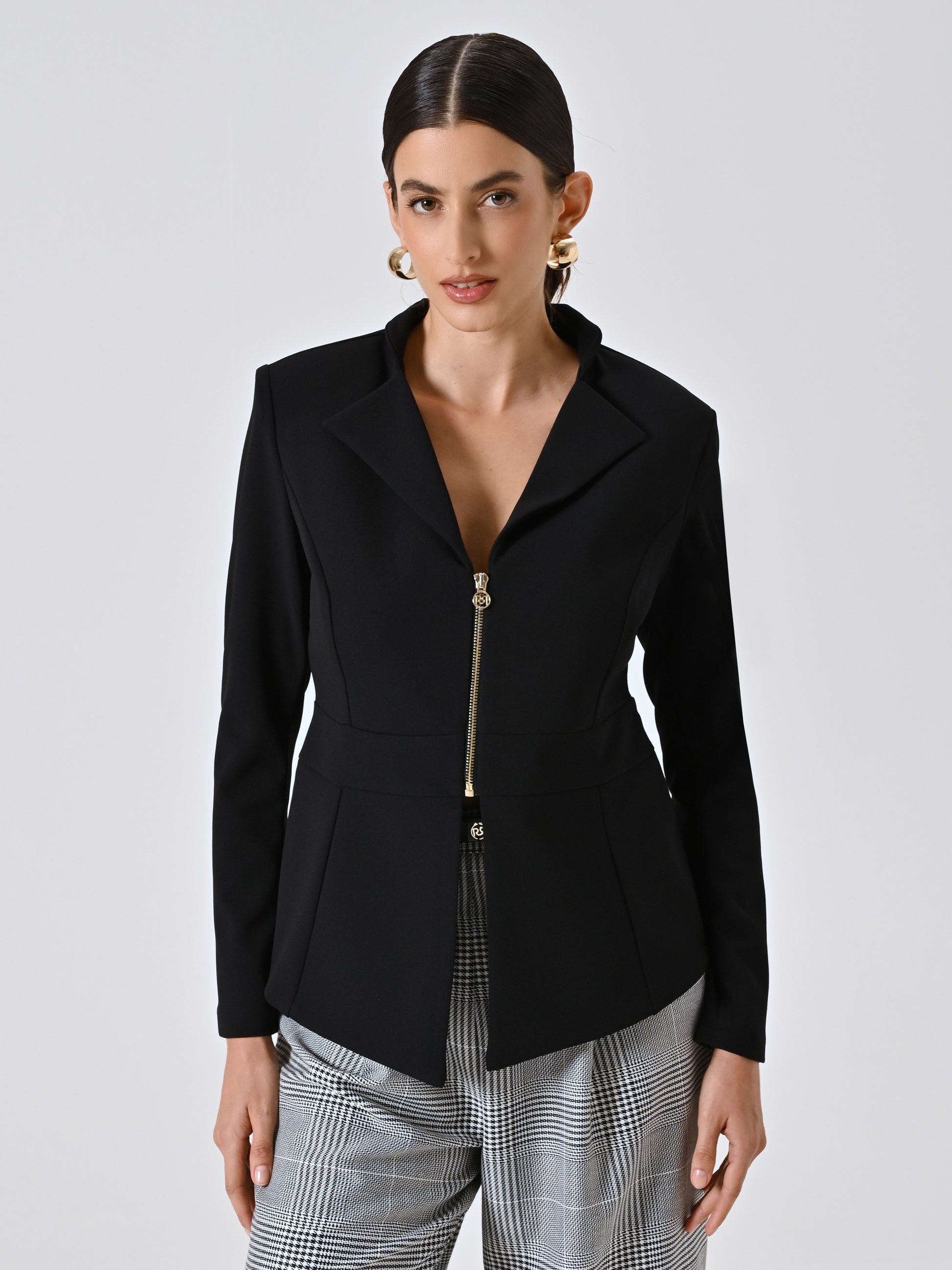 Chaqueta en neopreno crepé burdeos