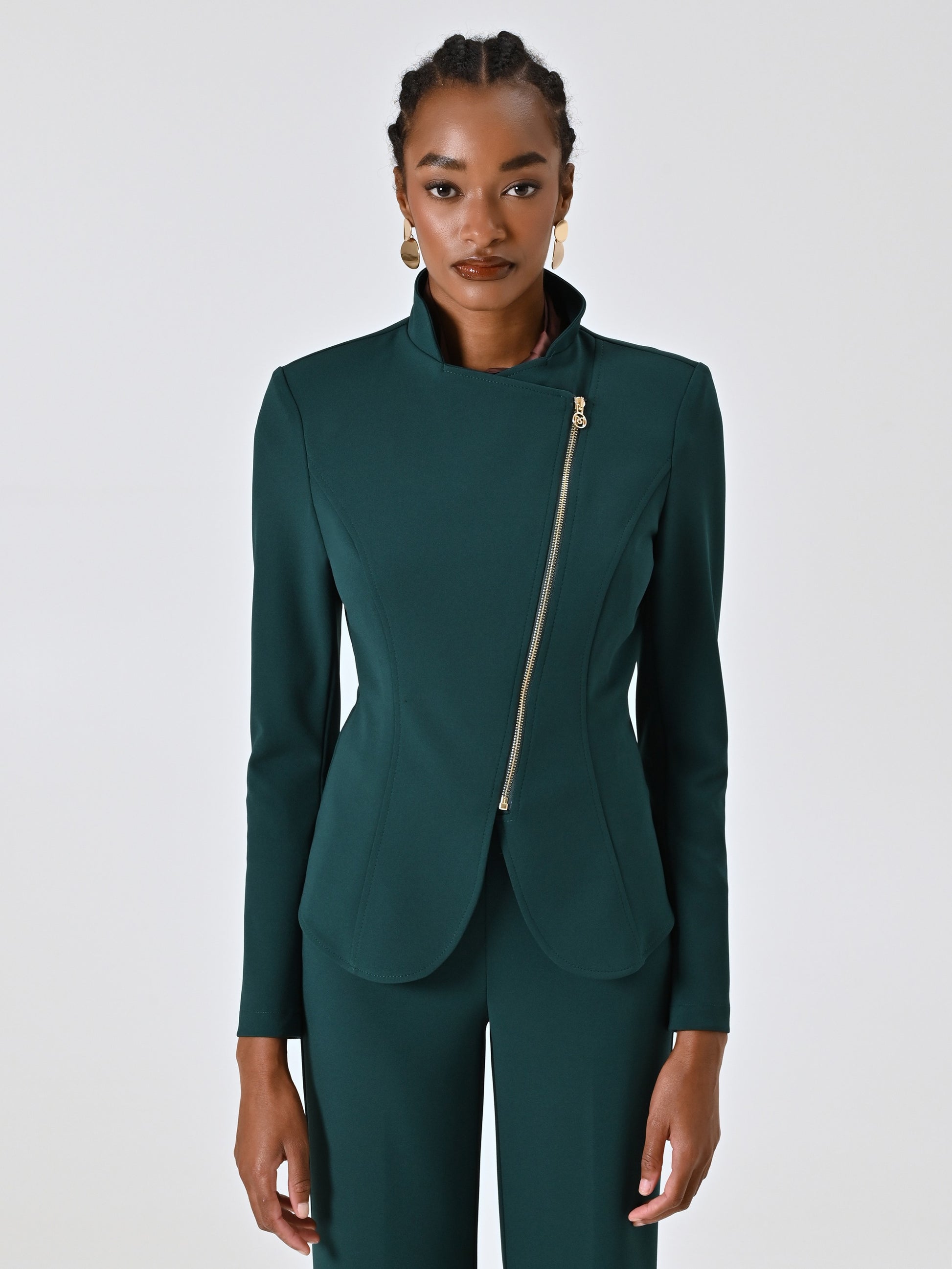 Chaqueta en neopreno crepé verde
