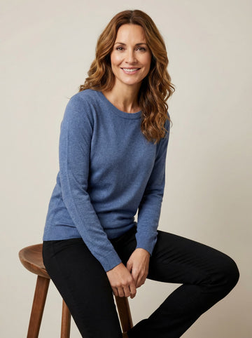 Jersey azul básico cuello redondo