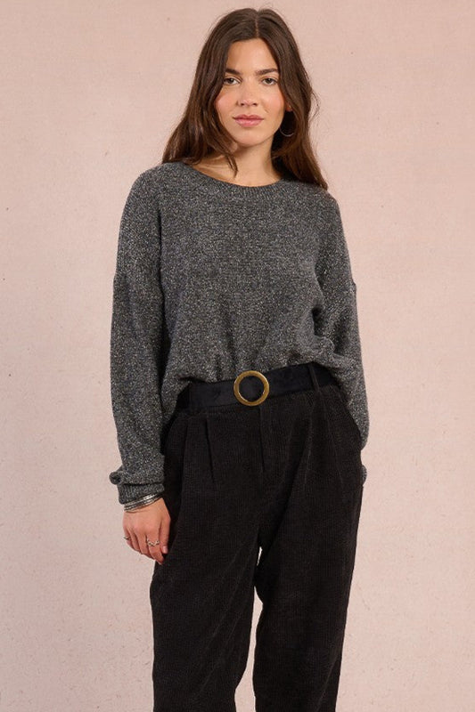 Gray wool knit sweater