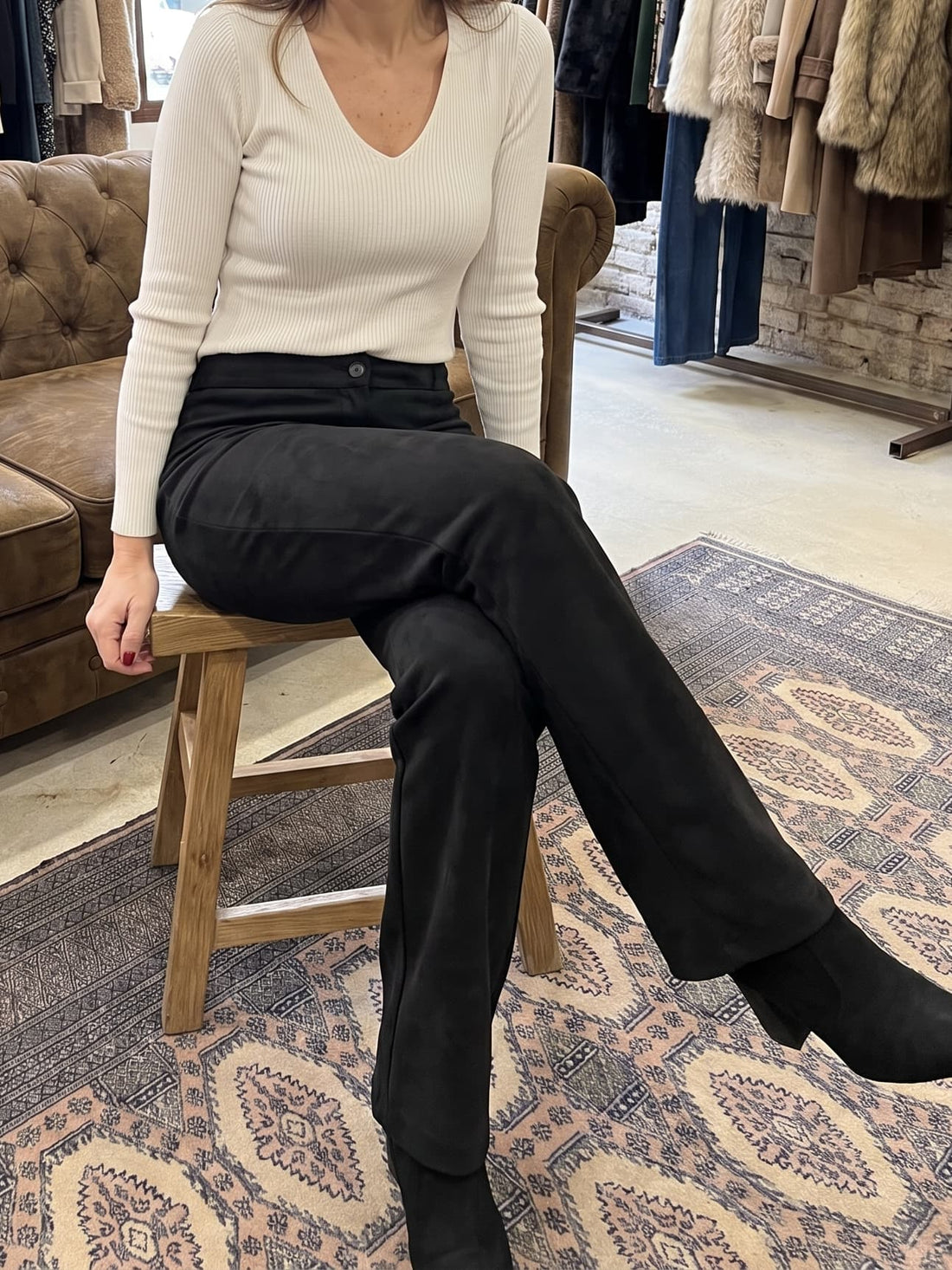 Pantalón negro efecto ante slim