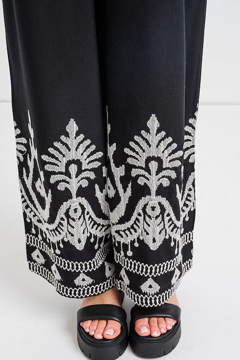 Black palazzo pants with border