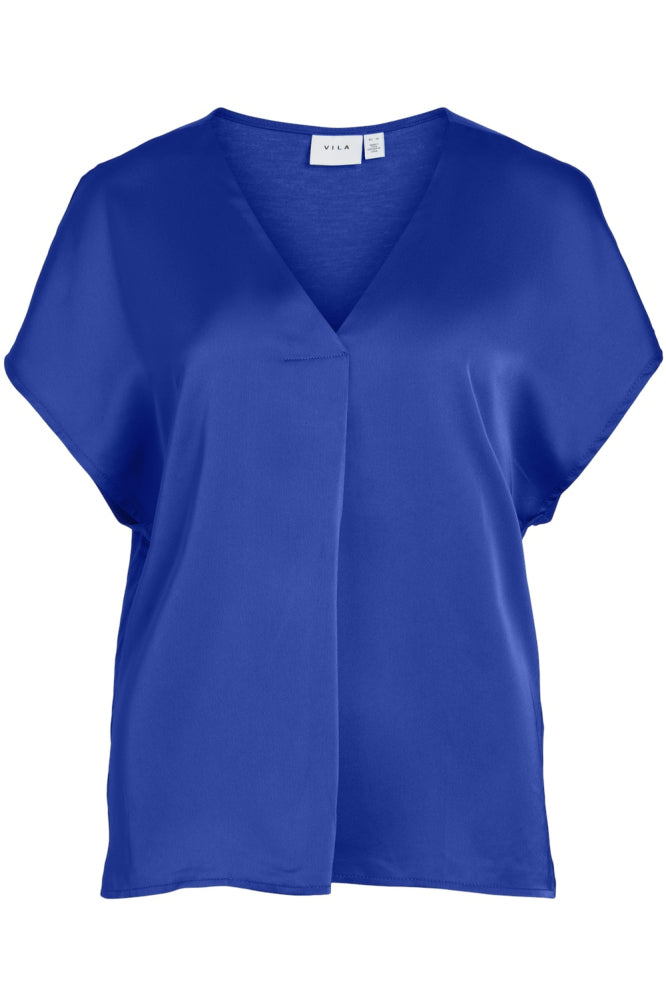 Camiseta de satén con cuello en V